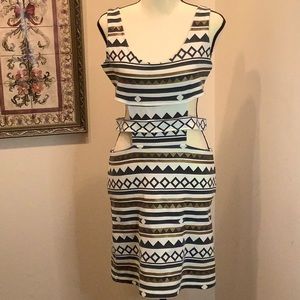 Minkpink Bodycon bandage dress with cut outs. Size Large.Stretch fabric.